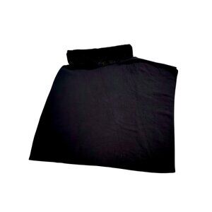 Talbots Black Faux Fur Trim Asymmetrical Hem Cape Poncho Women XS/S NWT